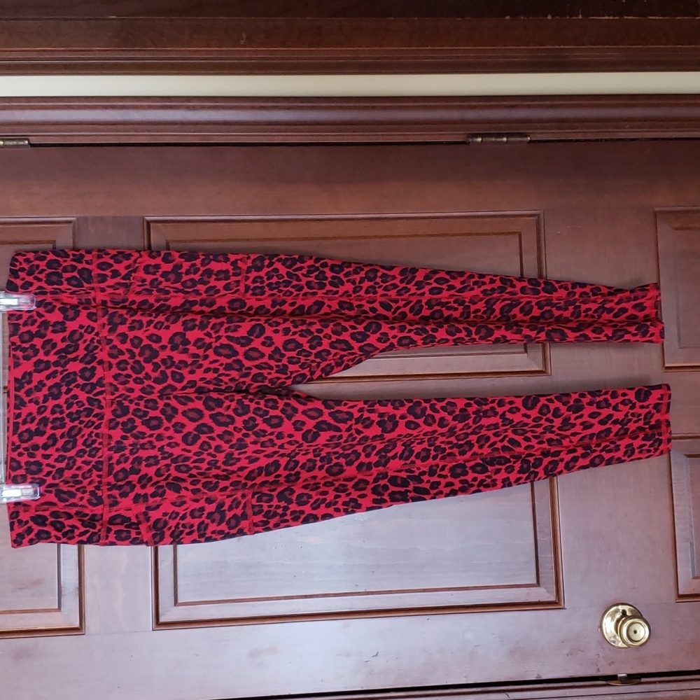 Chico's Zenergy red and black leopard leggings